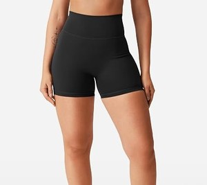 Shorts de Yoga de Cintura Alta Sin Costuras, Color Sólido, Cintura Elástica, Shorts Deportivos para Mujer, Spandex, Nailon - Product Image 1