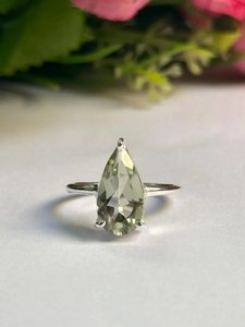 Belle bague en prasiolite verte en argent sterling 925 faite à la main bijoux en pierres précieuses Art déco pour femmes - Product Image 4