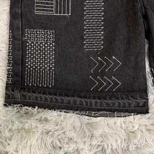 Shorts en jean brodés unisexes personnalisables Stitchmode, de haute qualité, style vintage, coupe droite, pour l'été et le streetwear - Product Image 6