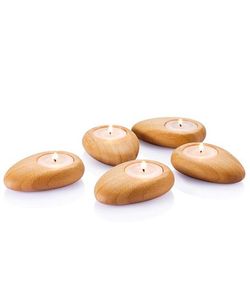 Porte-bougie décoratif en bois, support à bougie chauffe-plat rustique fait main pour la décoration intérieure, centre de table de mariage, fête - Product Image 1