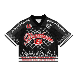 Custom Manufacturer Vintage Soccer Jerseys T-Shirt Oversized Mesh O-Neck Crop Boxy Mesh Football Jersey <b>Men's</b> Sport Shirt - Product Image 3