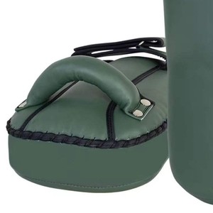 Green Faux Leather Martial Arts Training Kick Pad With Lace-Up Wrist <b>Strap</b> For Adults - Product Image 2