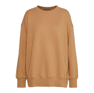 Sweat-shirt à col rond surdimensionné pour femme, rose uni, en coton tricoté respirant, style décontracté d'automne - Product Image 4