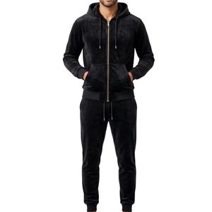 Survêtement décontracté en velours bleu ciel respirant pour homme, avec sweat à capuche et pantalon à taille élastique, tenue douce et confortable - Product Image 4