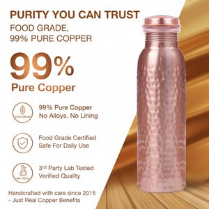 100% Pure Copper <b>Water</b> Bottle Ayurvedic Copper Bottle for Drinking <b>Water</b> 34 oz Handmade Office & Daily Hydration - Product Image 5