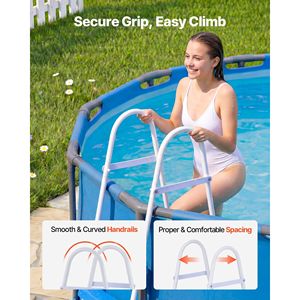 Échelle de piscine en acier à 3 marches, type A, pour piscine hors sol à paroi haute de 36 pouces, avec capacité de 300 lb, marches d'entrée/sortie - Product Image 5