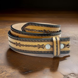 Genuine Leather Western Hand <b>Tooled</b> Leather and Hand Painted Floral <b>Belts</b> Real Handmade <b>Tooled</b> Leather Unisex Waist <b>Belts</b> - Product Image 4