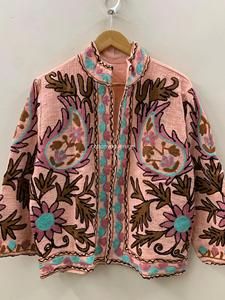 Veste en coton à col mandarin brodée à la main, style bohème, manches trois quarts, vêtements d'extérieur pour femmes adultes, printemps - Product Image 5