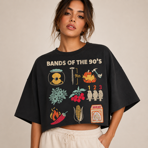 Custom Women's Oversized Crop T Shirt Vintage Graphic Print Streetwear Cotton Cropped Tee Casual Fashion <b>Top</b> OEM ODM - Product Image 1