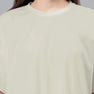 Camiseta de Verano para Mujer, Holgada, Transpirable, con Logotipo Personalizado, Tejido Liso Reforzado, 100% Algodón, OEM - Product Image 4