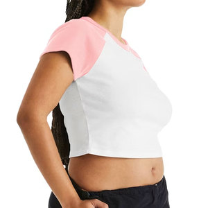 Camiseta Corta para Mujer, Cómoda, Ligera, de Manga Corta, Cuello Redondo, Tejido Suave, Estilo Urbano, Ajustada, para Verano - Product Image 3