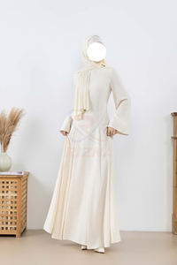 Robe maxi ample à manches larges et col rond pour femmes musulmanes, classique, simple et modeste, couleurs personnalisables - Product Image 3