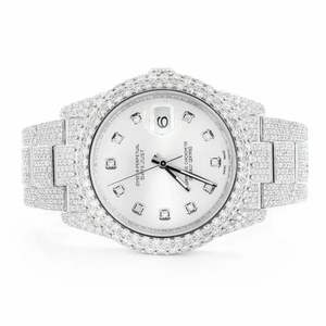 นาฬิกาข้อมือหรูหราประดับเพชรโมอิสซาไนต์สีเงิน ระบบออโตเมติก ดีไซน์ฮิปฮอป ตัวเรือนสแตนเลสสตีล - Product Image 1