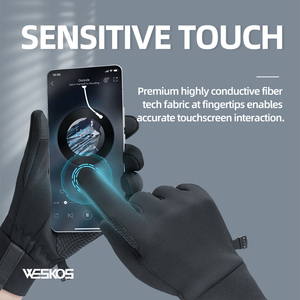 Gants d'hiver chauds pour le cyclisme en plein air, compatibles écran tactile, antidérapants, coupe-vent, imperméables, texturés, durables, en polyester, nylon et polaire - Product Image 3