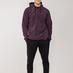 Sweat à capuche bordeaux personnalisé pour homme avec cordons de serrage noirs et design minimaliste uni, style streetwear décontracté - Product Image 1