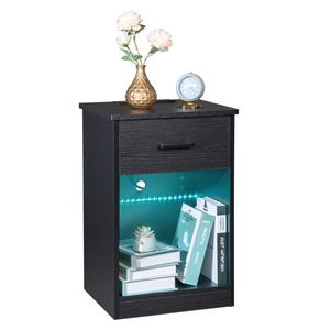 Comodino nero in triamina con LED e 1 cassetto 40x35x60cm in truciolato - Product Image 4