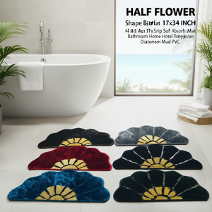 <b>HALF</b> FLOWER 17X34 INCH Shape Bath Mat 17x34 Inch Anti <b>Slip</b> Soft Absorbent Mat for Bathroom Home Hotel Polyester Diatom Mud PVC - Product Image 3