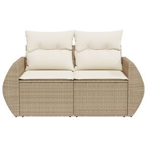 Canapé de jardin en polyrotin beige, acier thermolaqué, polyester, mobilier d'extérieur durable - Product Image 4