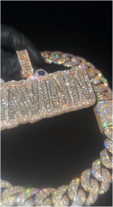 Pendentif Lettre Hip Hop Moissanite Iced Out en Argent 925 VVS Baguette Personnalisé Certifié GRA Unisexe Chaîne Cubaine Plaqué Or pour Fête - Product Image 4