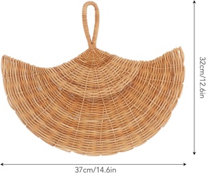 Abanico de Ratán Natural Tejido a Mano, Abanico de Bambú Tradicional, Decoración Rústica Boho para Pared y Accesorio Sostenible para el Verano - Product Image 1