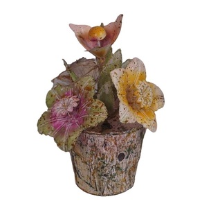 Pot mural décoratif moderne en fer forgé fait main pour jardin et maison, motif deux fleurs et feuilles, le plus vendu - Product Image 4