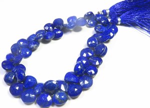 Perles de Lapis Lazuli Bleu Naturel de Qualité Supérieure en Forme de Cœur, 8-10mm, Facettées et Polies, Fil de 8 pouces, Lot en Gros, Lapis Opaque - Product Image 3