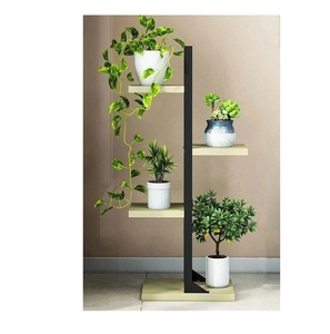Support à plantes élégant en bois artisanal, à plusieurs niveaux, pour intérieur et extérieur, pour balcon, jardin, salon, décoration. - Product Image 1