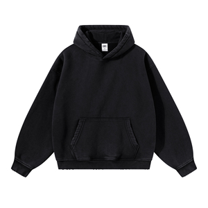 Sweat à capuche oversize en molleton 100% coton, style Hip Hop vintage, coupe ample, imprimé, délavé à l'acide, brodé, grammage lourd - Product Image 4