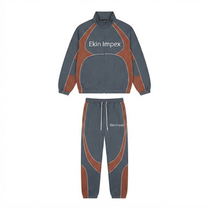 Ensemble de survêtement personnalisé pour homme avec logo, veste zippée et pantalon de jogging, vêtements de sport en gros - Product Image 1
