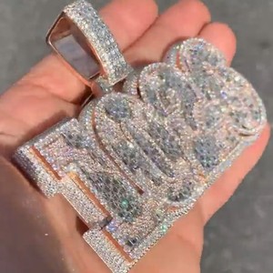 จี้เงินประดับเพชรแบบ Iced Out 1000 ดอลลาร์ เครื่องประดับฮิปฮอป โมอิสซาไนต์ ไมโครเพฟ ประดับเพชรระยิบระยับ ชุบทองคำขาว รับรองโดย GRA - Product Image 5