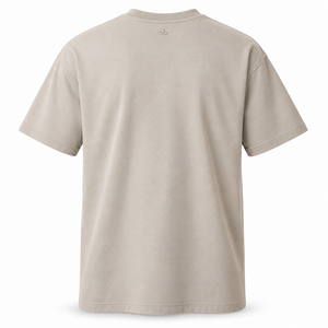 Camiseta de Algodón y Elastano Compacta para Hombre, 260 g/m², Color Arcilla Pálido, Cuello Redondo Estrecho, Corte Moderno y Relajado - Product Image 5