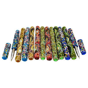 Magnifique stylo à paillettes perlé pour cadeaux et souvenirs, artisanat durable, stylo de bureau à paillettes avec perles et miroir, style indien - Product Image 4