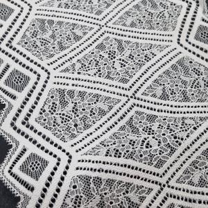 Encaje Elástico Floral Geométrico, Ligero, de Nailon y Spandex, Banda Elástica de 17.5cm, Encaje de Punto para Lencería, Vestidos y Bodas - Product Image 6