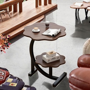 Table basse contemporaine moderne en bois, modulable, en forme de fleur, avec pieds en métal, pour salon, bar, bureau, salle à manger, parc - Product Image 1