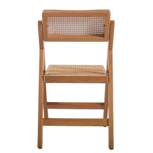 Chaise pliante moderne en teck massif avec assise en rotin, chaise d'appoint en bois pour la maison, le restaurant, l'hôtel, le mobilier d'extérieur, chaise de jardin - Product Image 5