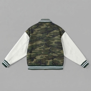 Camo Varsity <b>Jacket</b> Unisex Casual Mandarin Collar Regular Sleeve Polyester Cotton Shell Winter Windproof Quilted Streetwear - Product Image 2