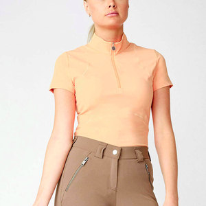Haut de sport équestre pour femme, à manches longues, couleur unie, séchage rapide, en spandex, tricoté, extensible, coupe longue, avec fourrure - Product Image 2