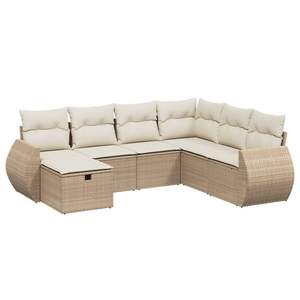 Conjunto de Sofás Modulares para Jardín de Siete Piezas, Ratán Sintético Beige y Acero, Muebles de Jardín Modulares Modernos - Product Image 2