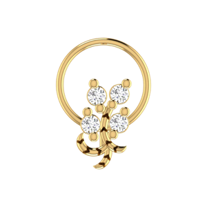 AJRETAIL Piercing de nez en or 14 carats, motif floral inspiré des vignes, diamant naturel taille brillant 0,08 ct certifié GIA, bijou ethnique de piercing raffiné - Product Image 1