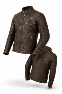 Chaqueta de Motociclista Clásica de Cuero Desgastado |   Negro Marrón Borgoña |   Fabricante OEM ODM |   Diseño de Calidad Premium | Ropa de Carreras - Product Image 6