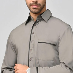 Túnica tradicional árabe para hombre, de algodón y lino, estilo Abaya, manga larga, con bolsillos, estilo casual Jubba, estilo Arabia Saudita, thobe/thawb - Product Image 5