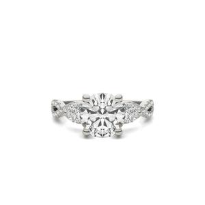 Anillo de Compromiso de Tres Piedras de Diamante Cultivado en Laboratorio con Certificado IGI, Oro de 14K, Banda Pavé con Diseño de Espiral, Regalo de Boda, Joyería Fina - Product Image 1