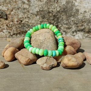 Lakshya Enterprises Polished Natural Green Opal Classic Rondelle <b>Beads</b> <b>Bracelet</b> for Women Men Handmade Stretchable Gemstone - Product Image 5