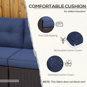 2-Piece <b>Outdoor</b> Wicker <b>Sofa</b> Set with Curved Armrests Dark Blue PE Rattan Patio Furniture for Sports Venues - Product Image 5