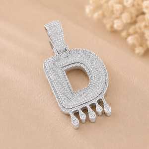 Pendentif Hip Hop en Moissanite VVS Ronde Taille Brillant, Plaqué Rhodium, Sertie de Diamants, Fait Main, Unisexe - Product Image 1