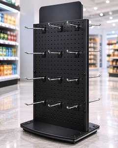 Double Sided Rotating Floor Standing Display Stand Custom Logo Supermarket Promotional Made PVC Black for Custom - Product Image 4