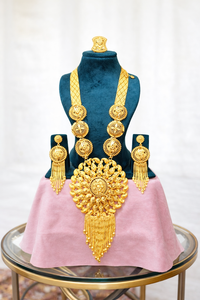 Meilleures ventes 2024 : Ensemble de bijoux fantaisie plaqué or 24 carats pour femme, style vintage, inspiré de l'Inde, Comores, Mayotte - Cuivre - Product Image 4