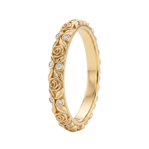 Bague de fiançailles en or massif 9K 10K 14K 18K, fine, rose, de créateur, empilable, avec diamant de laboratoire rond et bordure Milgrain - Product Image 4