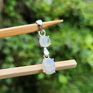 Dos colgantes de piedra lunar para collar, colgantes y abalorios de joyería fina de Plata de Ley 925, suministro al por mayor hecho a mano con dos piedras preciosas - Product Image 4