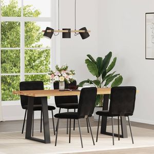 Juego de 4 Sillas de Comedor de Terciopelo Negro, 100% Poliéster, Construcción de Madera Contrachapada y Metal - Product Image 1